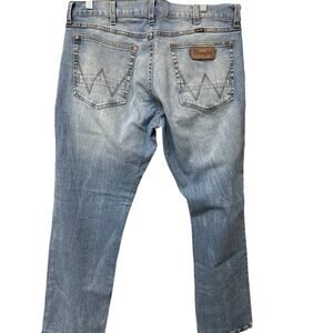 Wrangler Regular Straight Men’s Jeans Classic Blue Distressed Stitch 34x30
